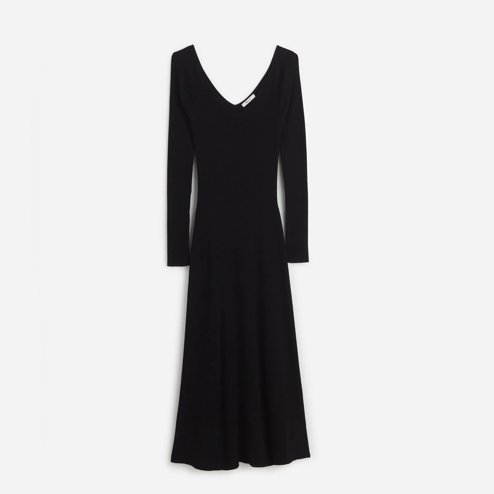 Madewell Sleek Black V-Neck Midi Dress - Picture 4 of 4